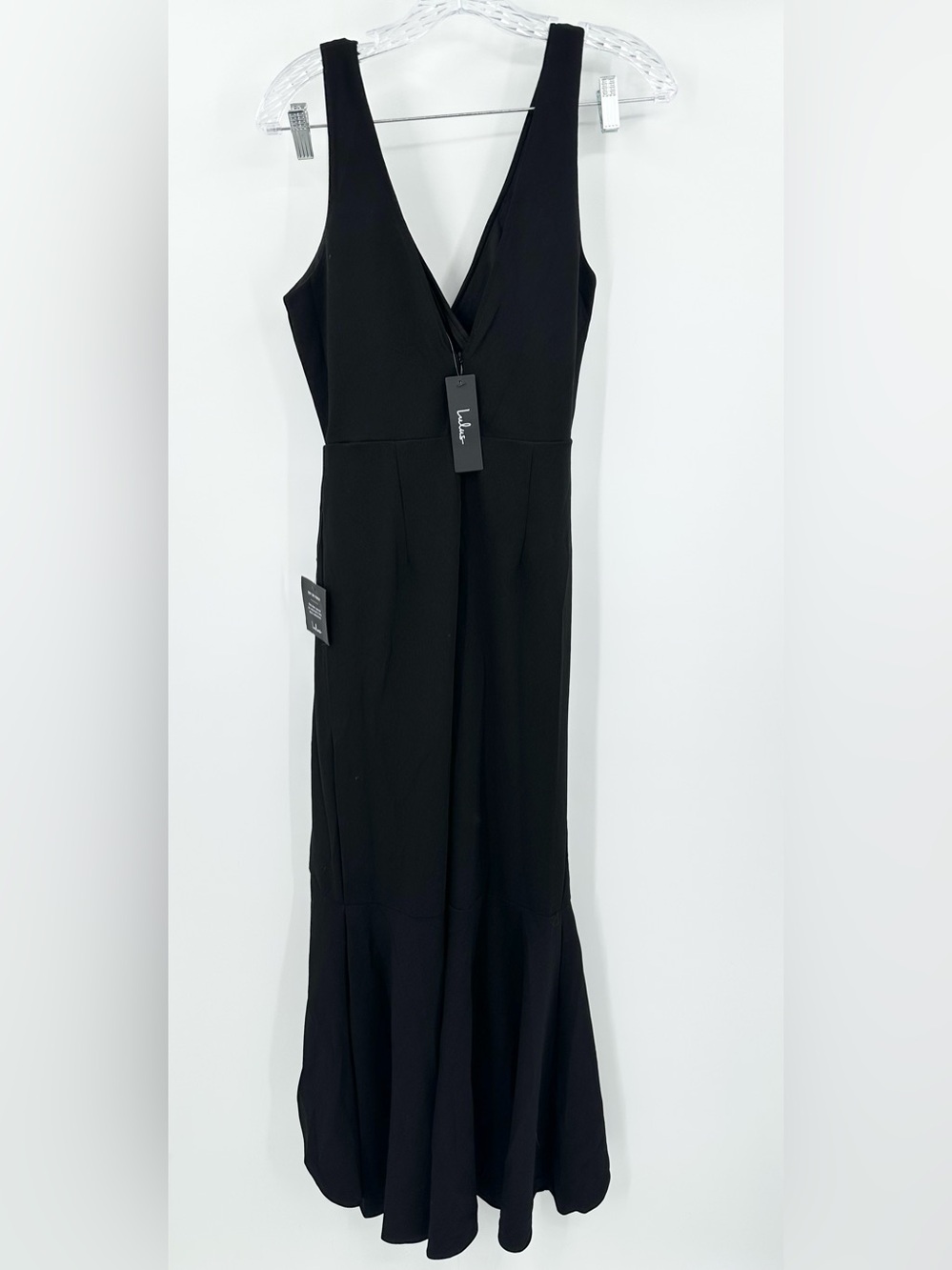 Lulus NWT Pure Loveliness Black Pleated Ruffled‎ High-Low Maxi Dress Size Medium - Picture 3 of 8